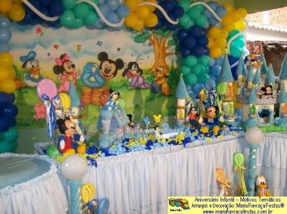 Decoraão Festa Aniversrio Infantil - Aniversrio Infantil decorado com o tema Baby Disney Azul - Categoria: 1 aninho Masculino 