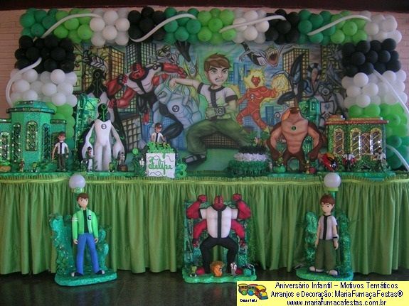 Decoraão Festa Aniversrio Infantil - Aniversrio Infantil decorado com o tema Ben10 (Ben-10)