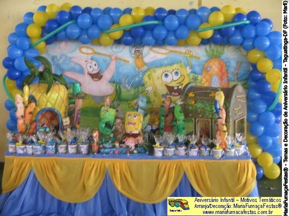 Decoraão Festa Aniversrio Infantil - Aniversrio Infantil decorado com o tema Bob Esponja